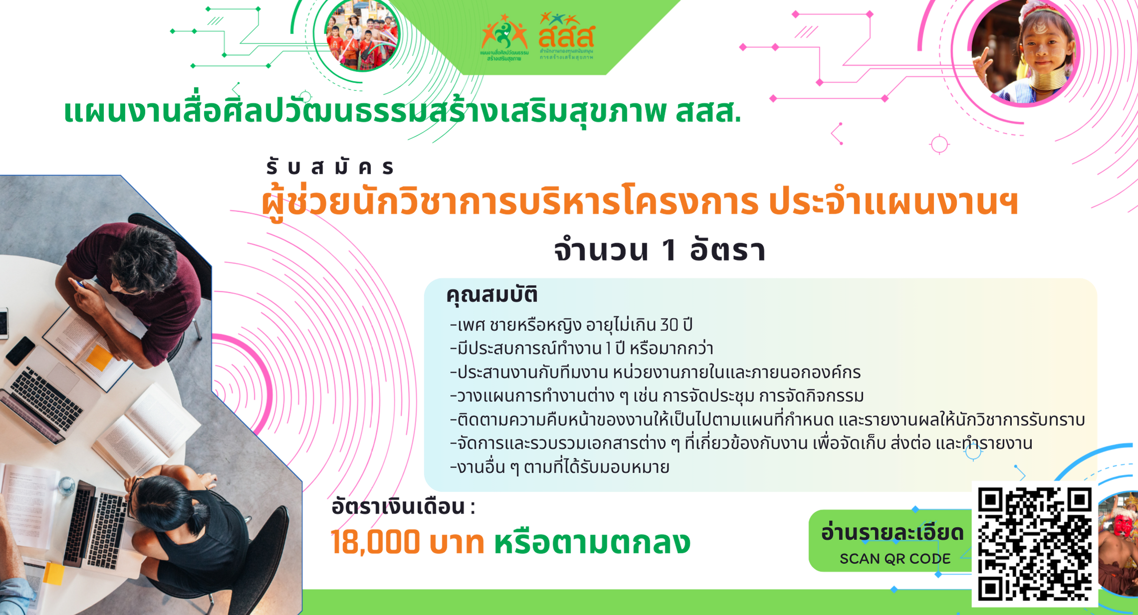 ภาพประกอบการรับสมัครเจ้าหน้าที่ผู้ช่วยนักวิชาการประสานงานโครงการ